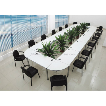 Table de conférence modulaire détachable moderne en mélamine en blanc (FOHFN-01)